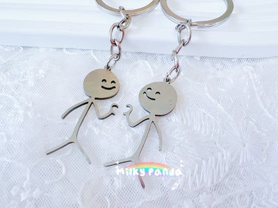 2 PCs Stickmen Keyrings