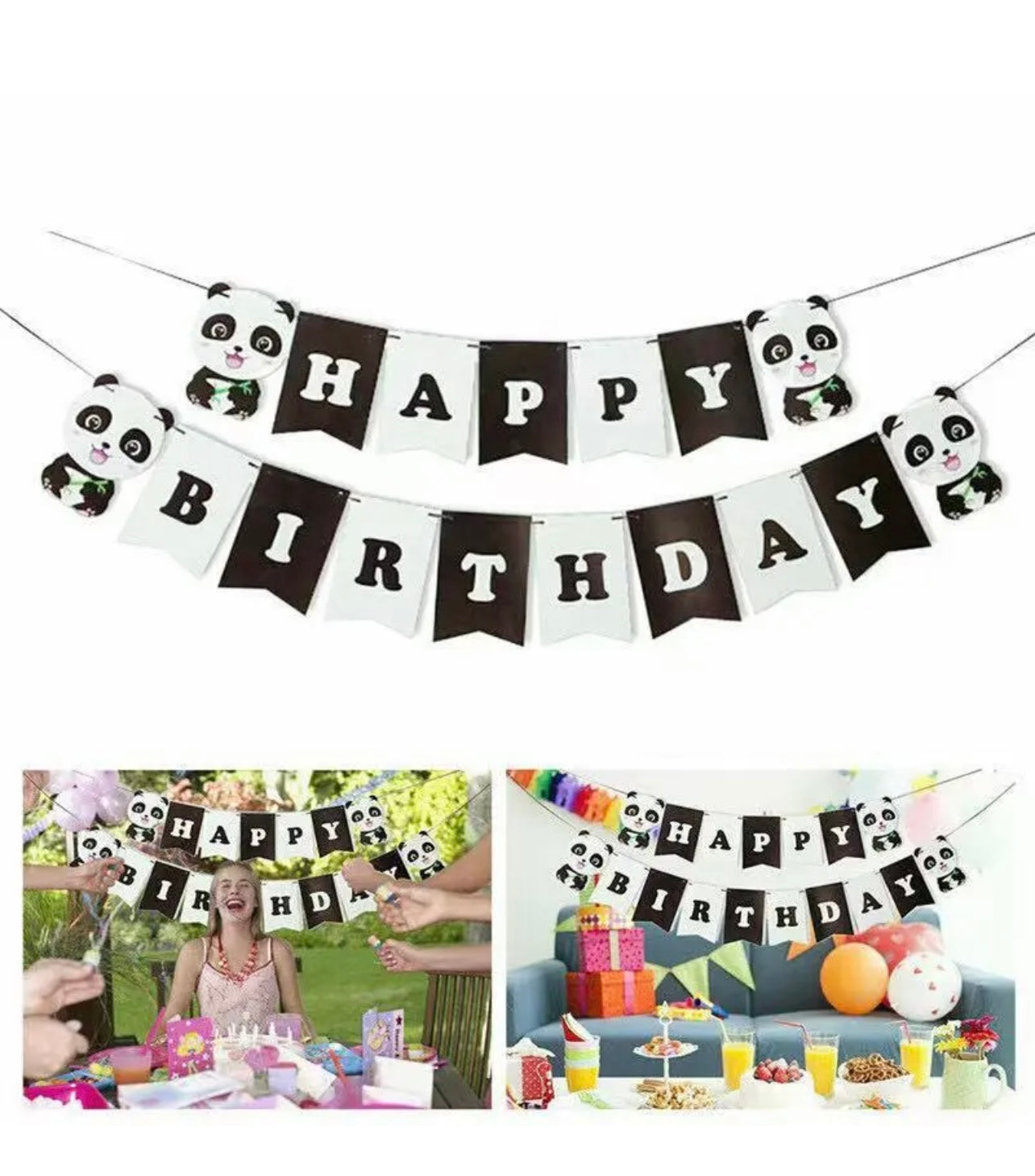 Panda birthday banner