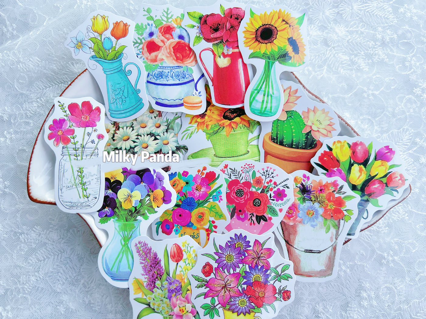 50 Pcs Flower Pots Stickers