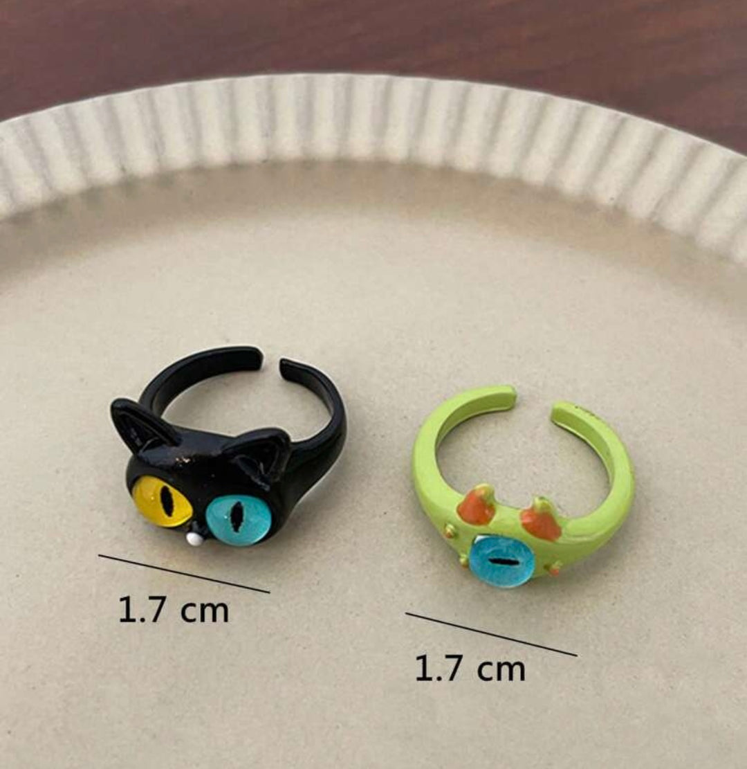 Cartoon Cat Rings Mix Match Gift Idea |Milky Panda