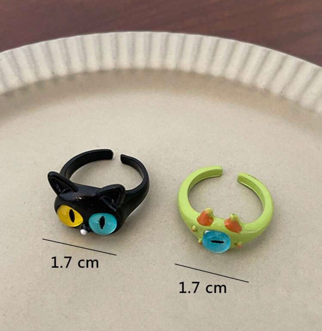 2 Pcs Cartoon Cat Rings