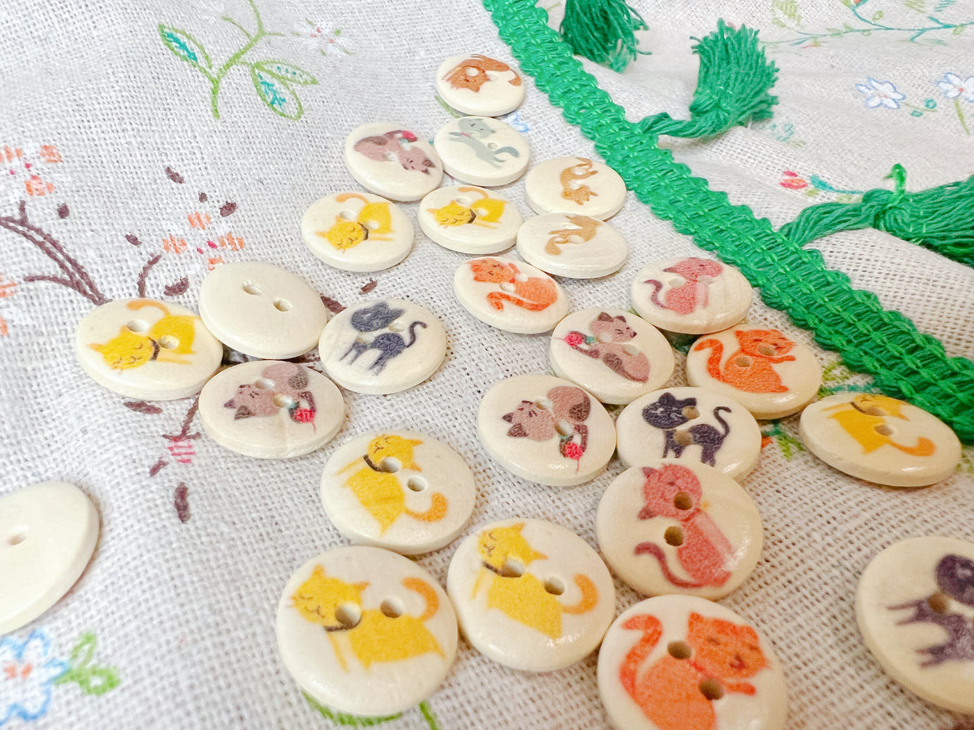 Cat Wooden Buttons