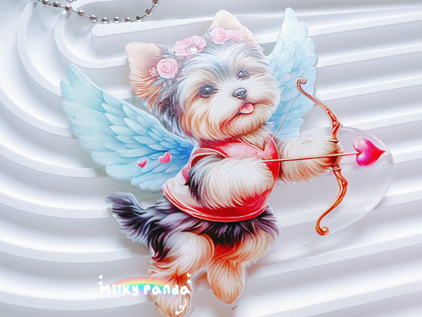 Angel Dog Keyring Charm