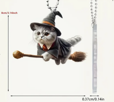 Witch Cat Keyring Charm