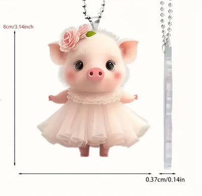 Dancing Pig Keyring Charm