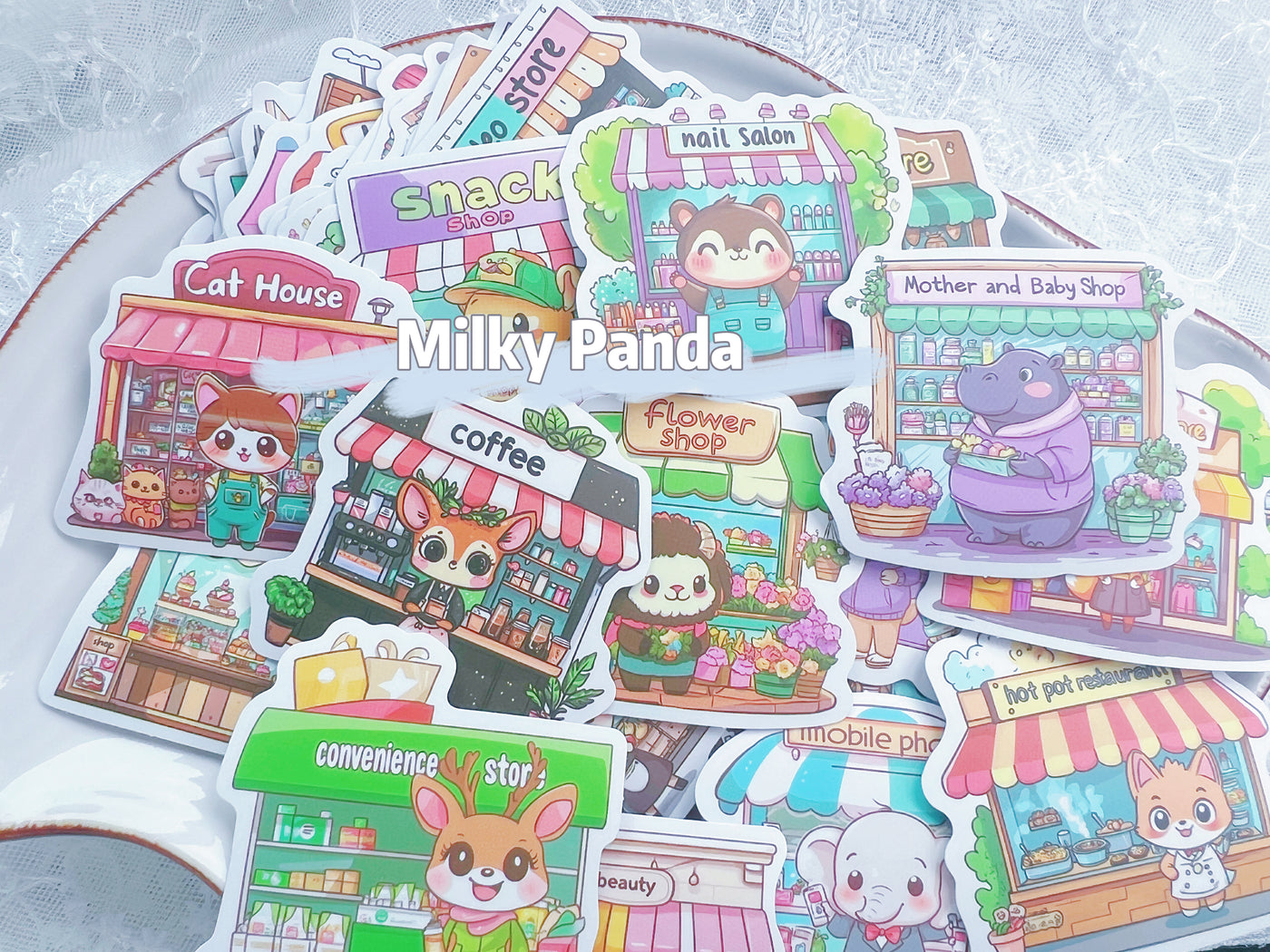 50 Pcs Kawaii Cartoon Store Stickers