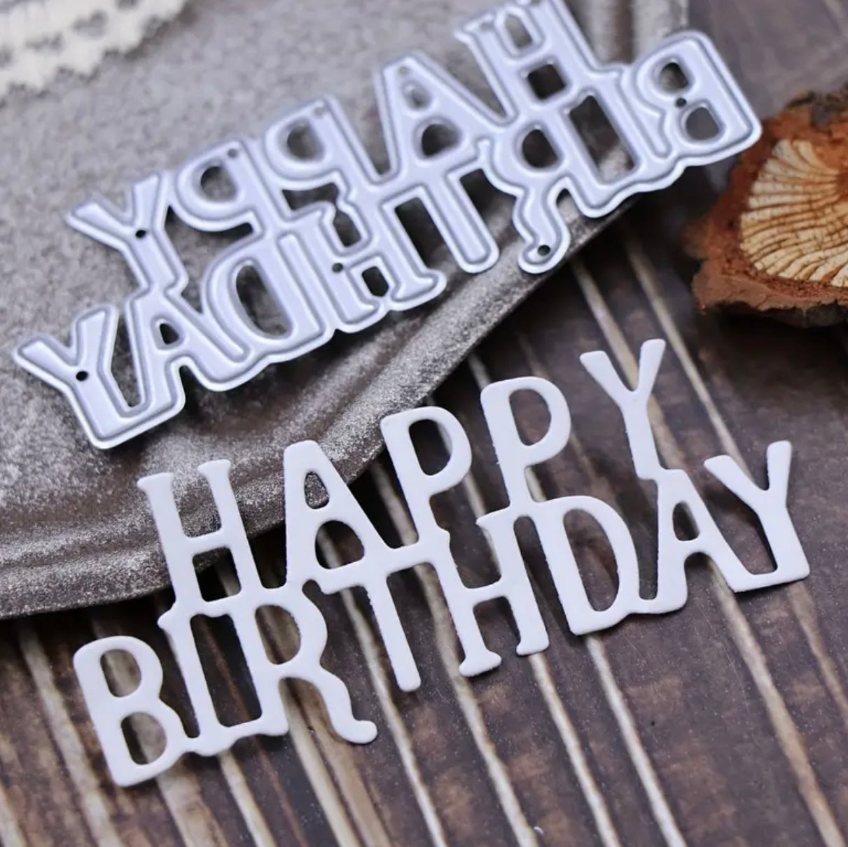 2 Pcs Happy Birthday Cutting Dies