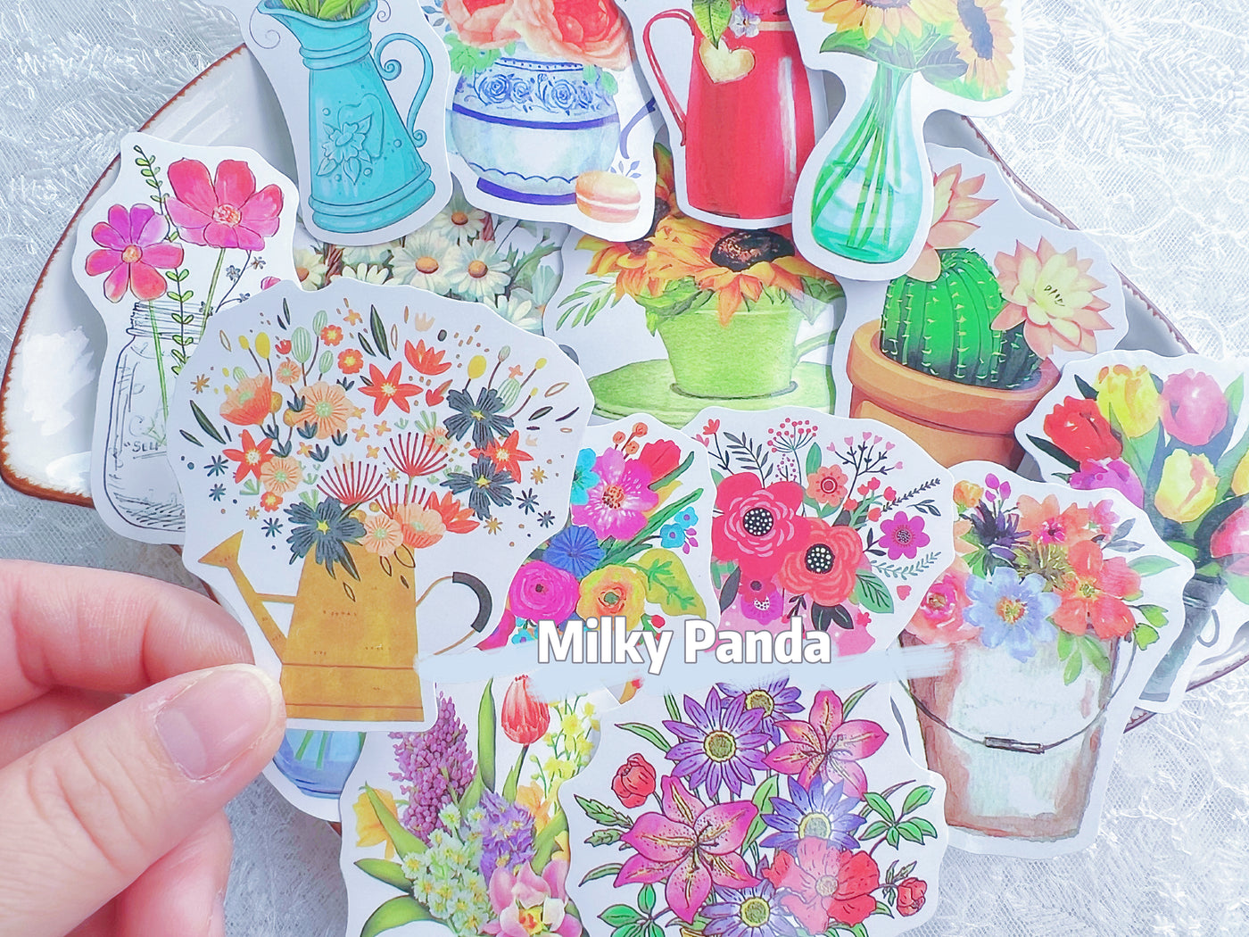 50 Pcs Flower Pots Stickers