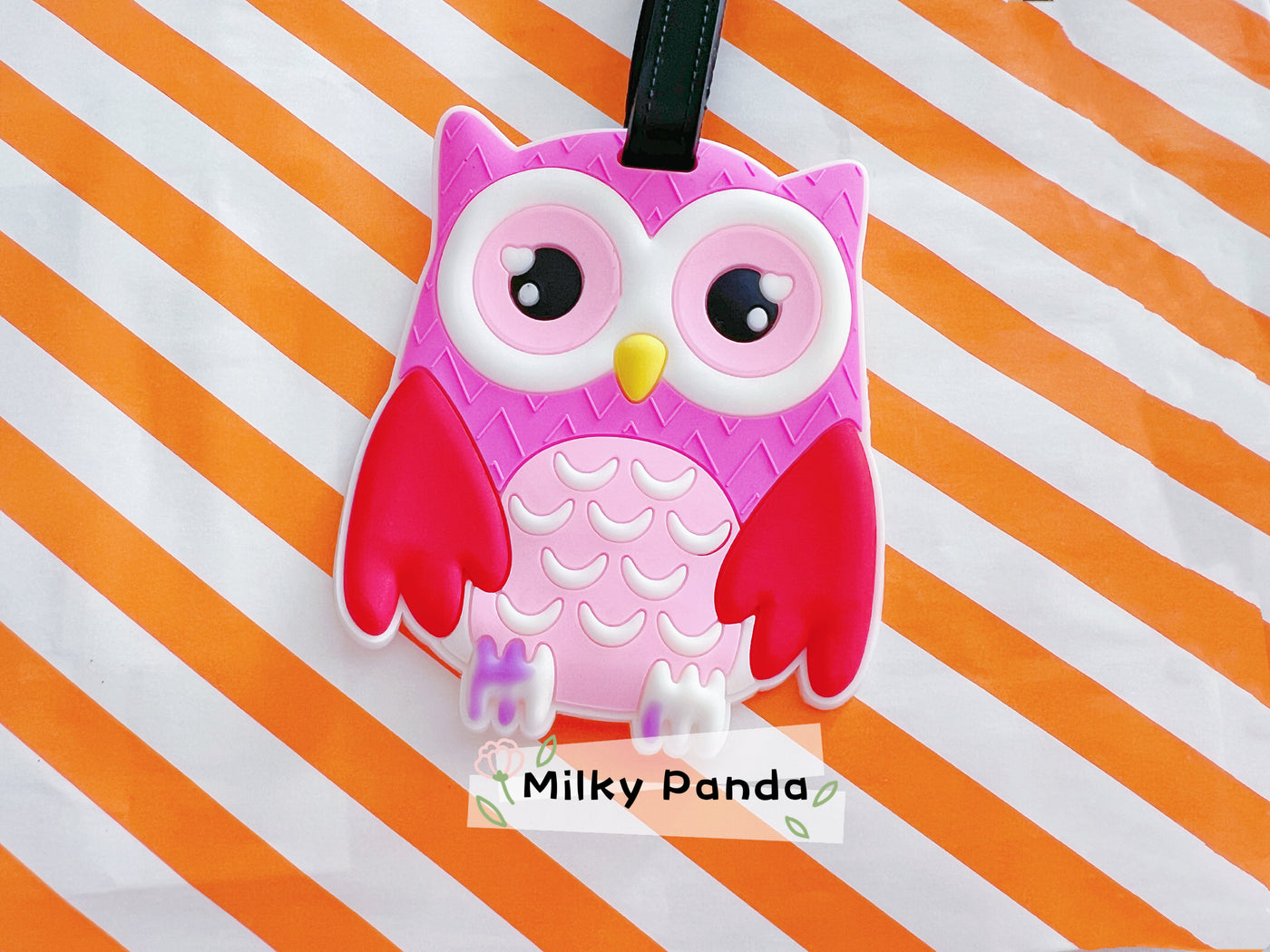 Pink Owl Luggage Tag