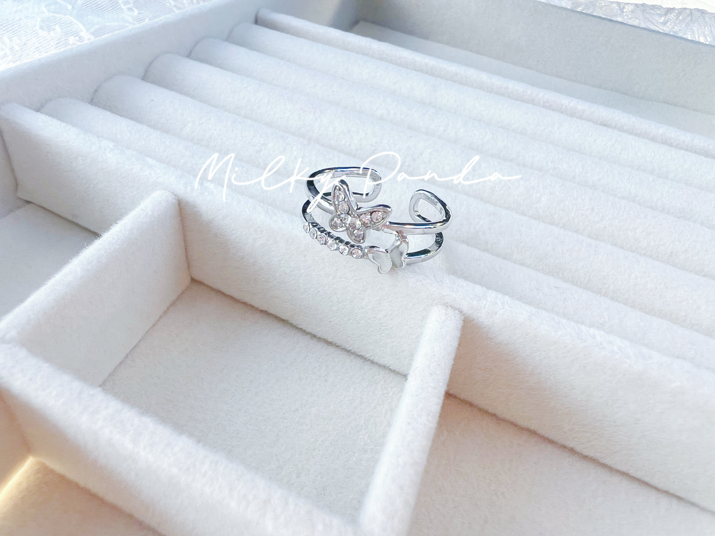 Rhinestone Butterfly Ring