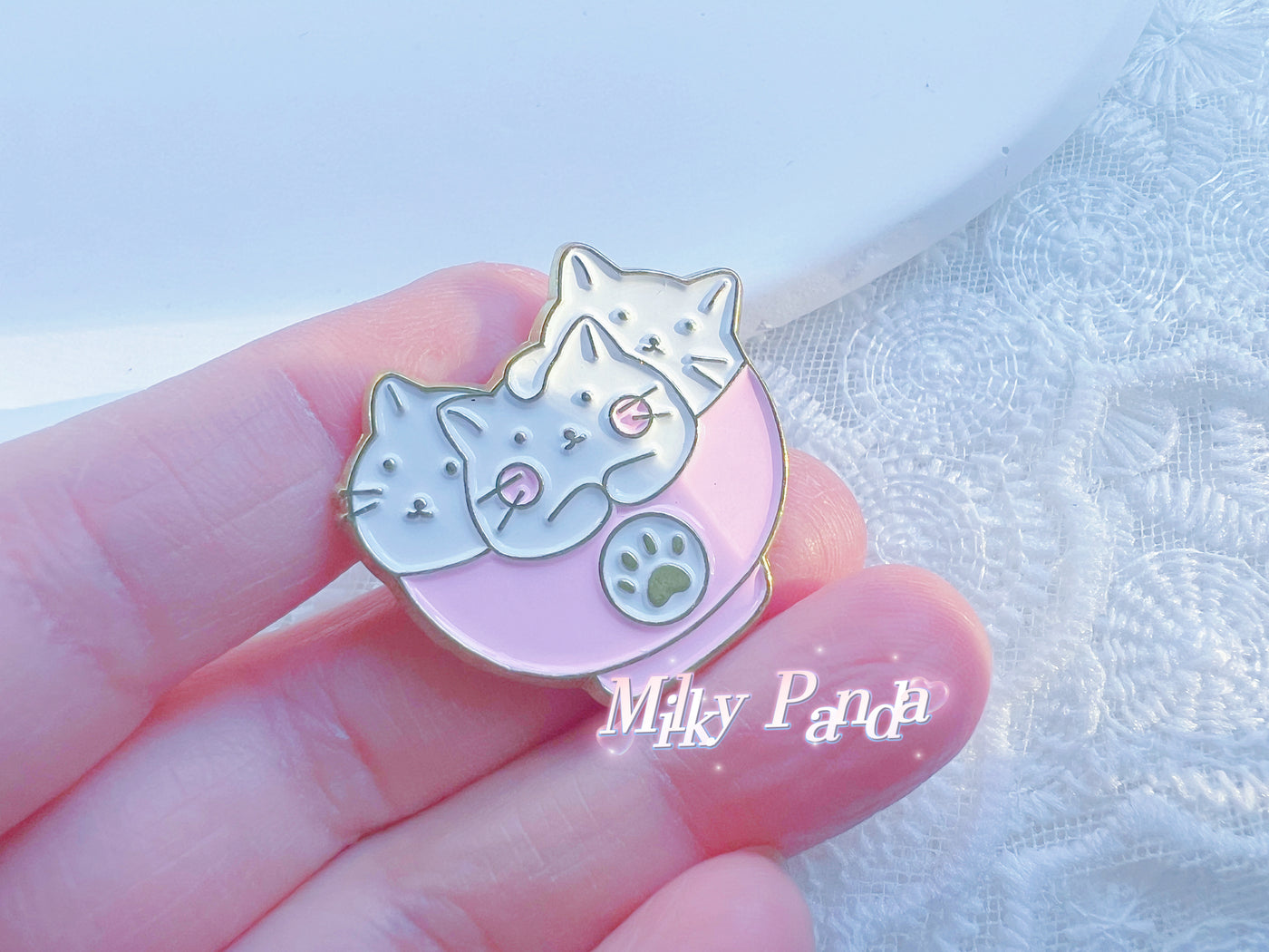 Cats In A Bowl Pin