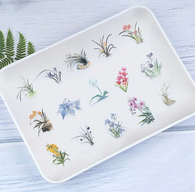 50 Pcs Orchid Flowers Vinyl Stickers