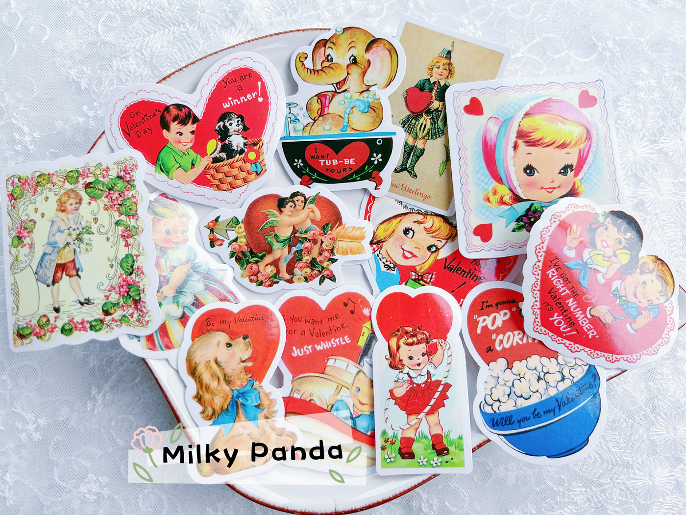 50 Pcs Retro Valentine Stickers