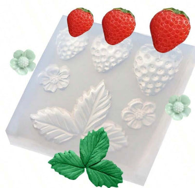 Strawberry & Leaves Fondant Mould