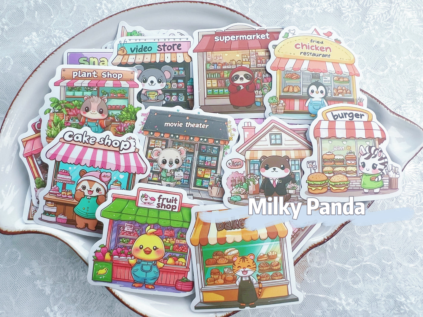 50 Pcs Kawaii Cartoon Store Stickers