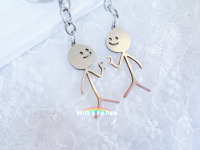2 PCs Stickmen Keyrings