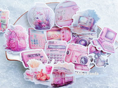 50 Pcs Retro Pink Stickers