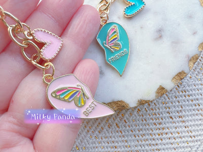 2 PCs BFF Butterfly Friends Keyrings