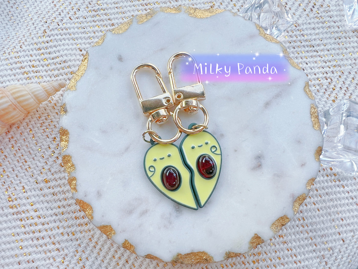 2 PCs Avocado BFF Friends Keyring Charm