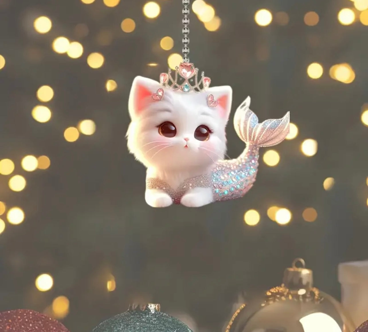 Mermaid Cat Keyring Charm