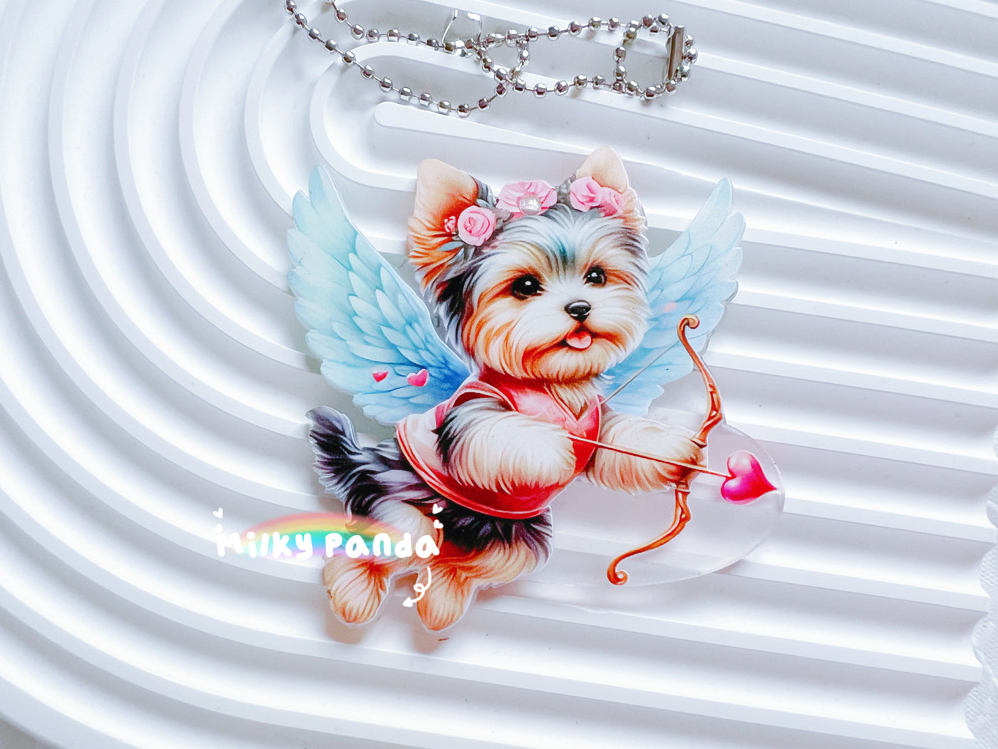 Angel Dog Keyring Charm