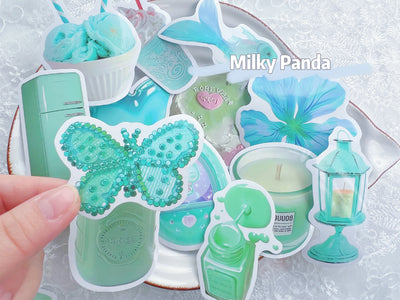50 Pcs Retro Teal Stickers