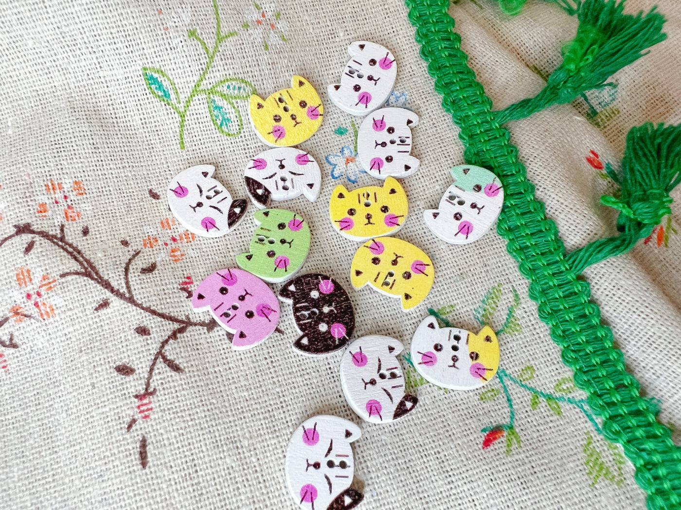 Cat Wooden Buttons