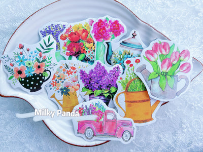 50 Pcs Flower Pots Stickers