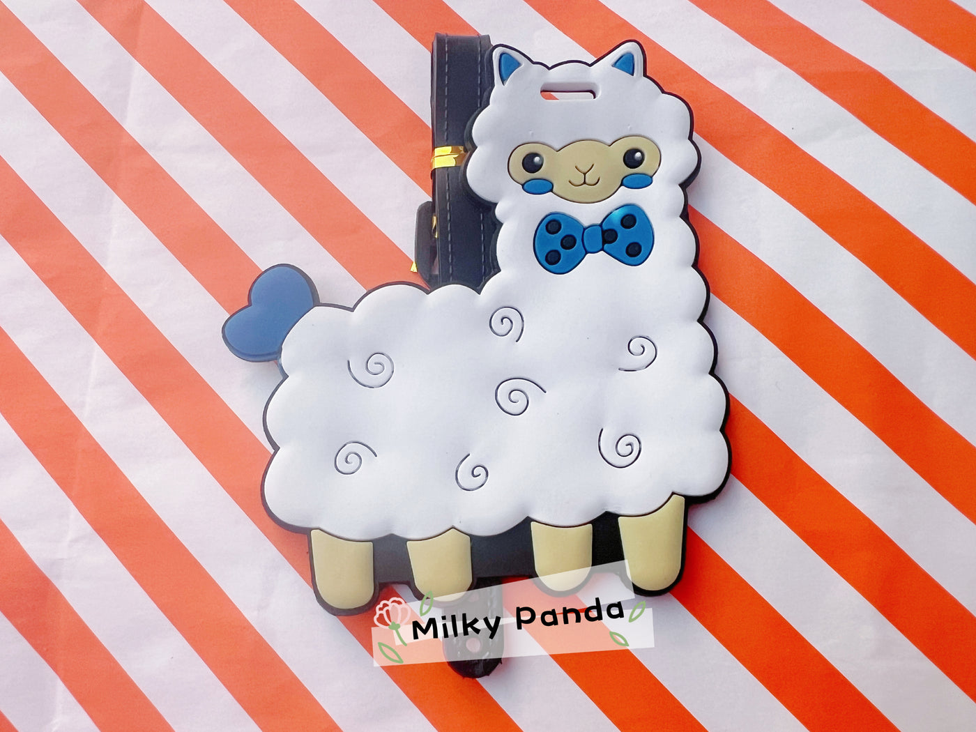 White Llama Luggage Tag