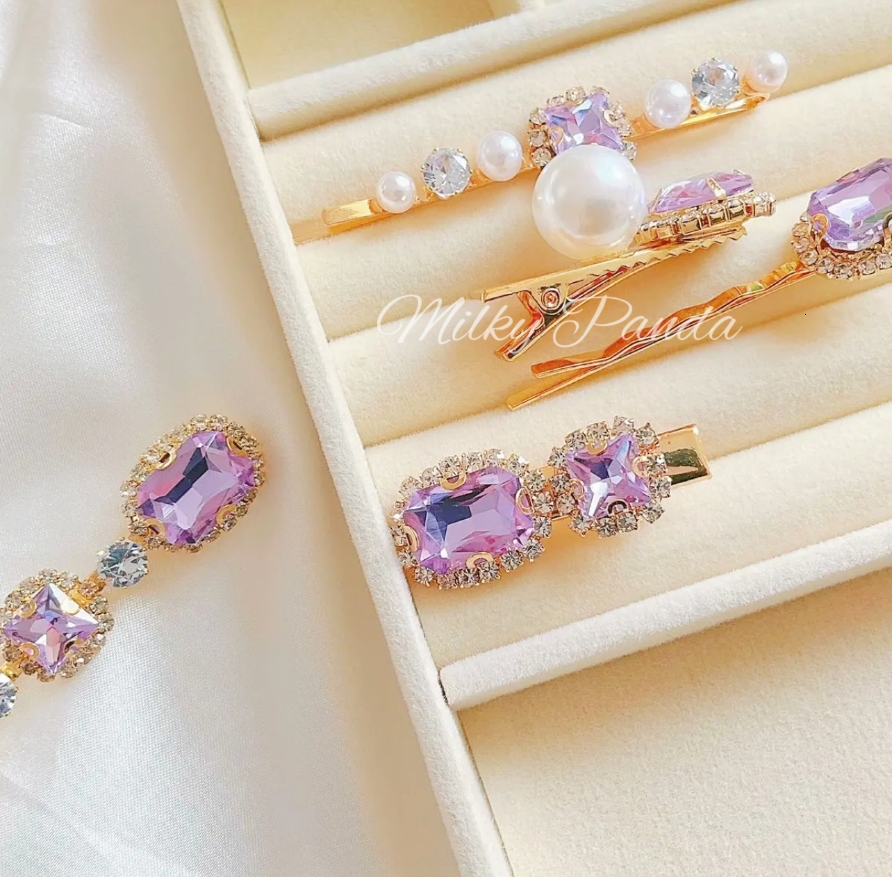 Lilac Rhinestones Hair Clip