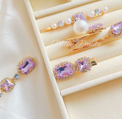 Lilac Rhinestones Hair Clip