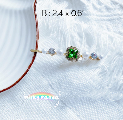 Emerald Rhinestone Hair Clips