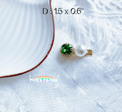 Emerald Rhinestone Hair Clips