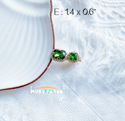 Emerald Rhinestone Hair Clips