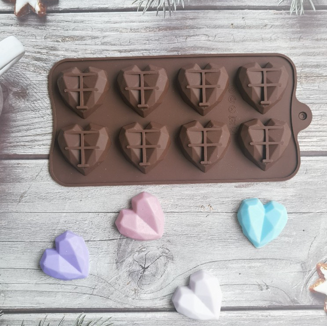 Diamond Shaped Heart Chocolate Mould