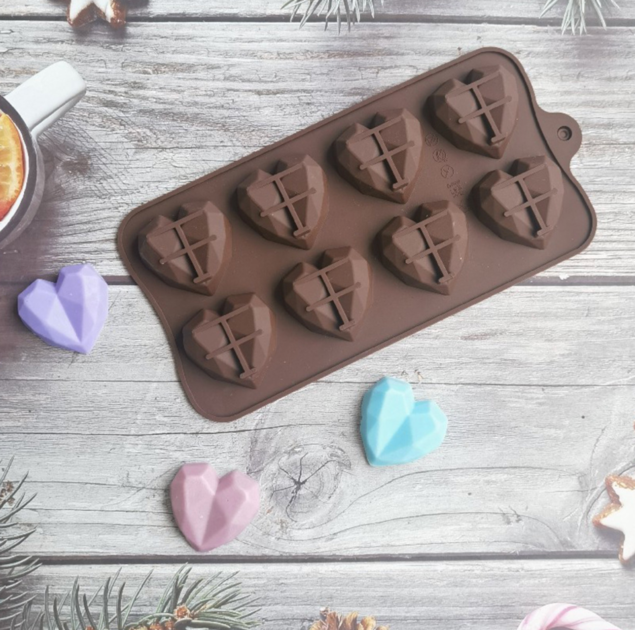 Diamond Shaped Heart Chocolate Mould