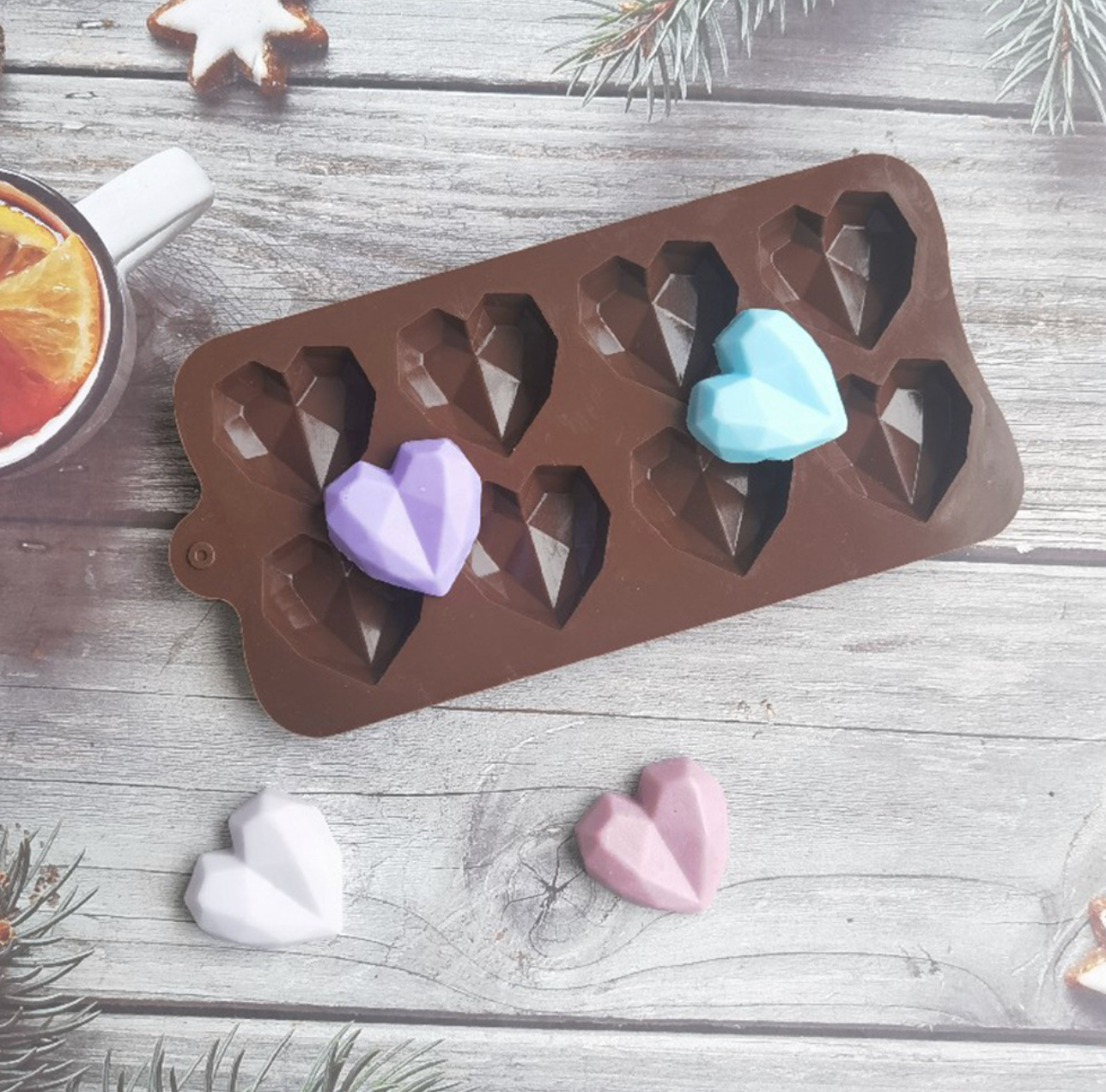 Diamond Shaped Heart Chocolate Mould