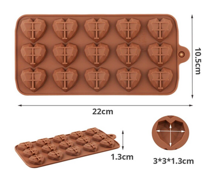 Diamond Shaped Heart Chocolate Mould