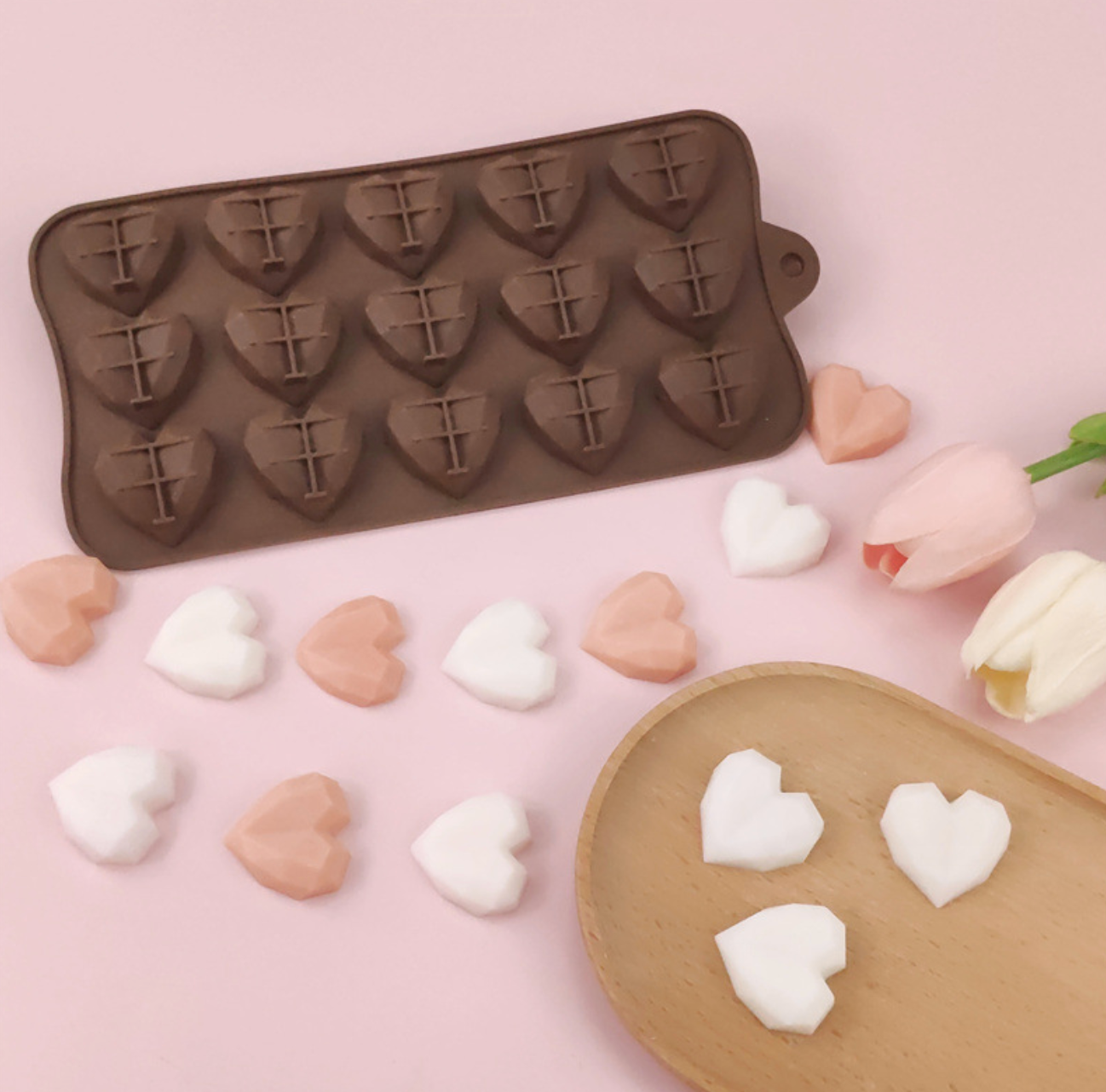 Diamond Shaped Heart Chocolate Mould