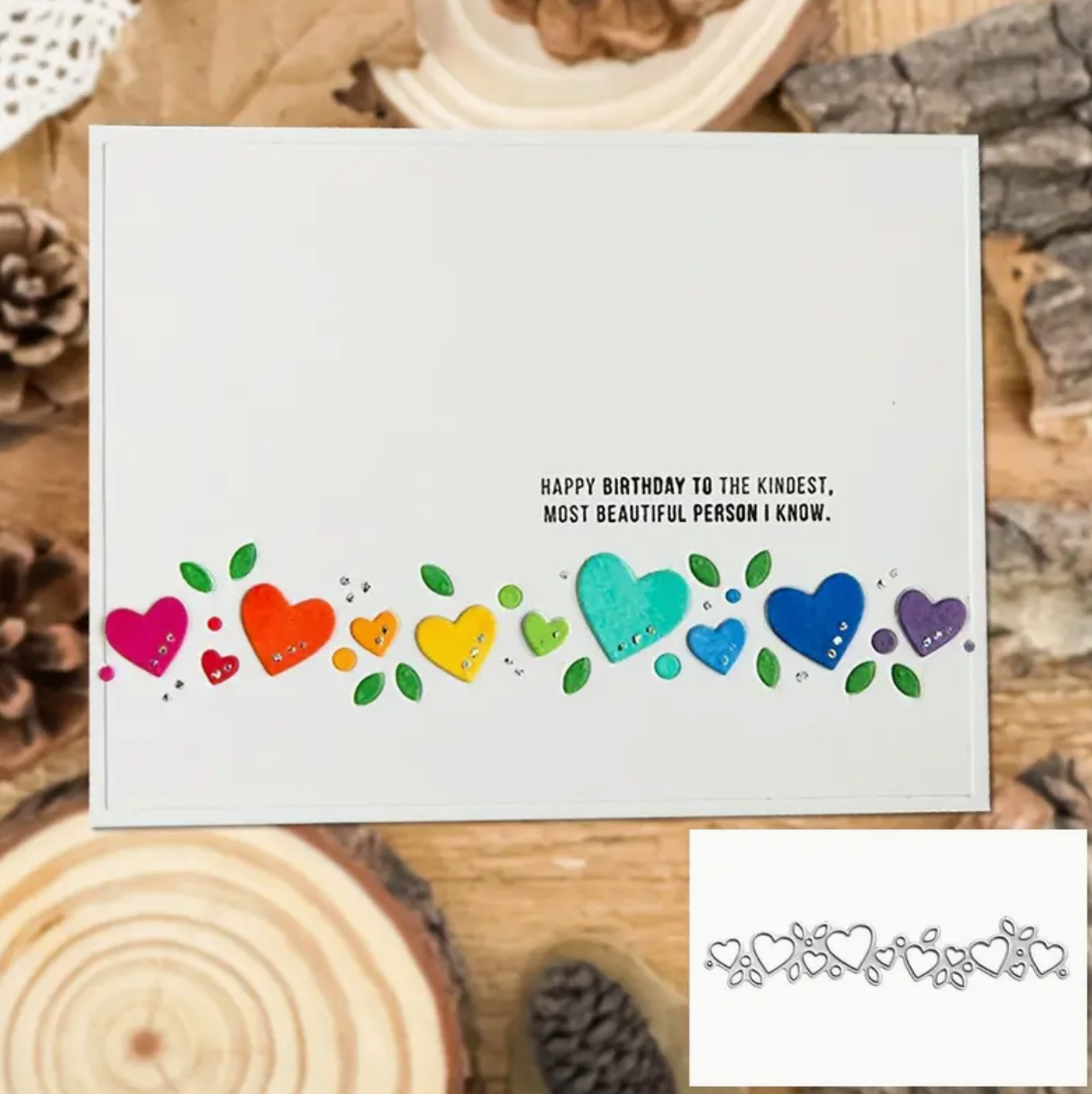 Heart leaves emboss stencil