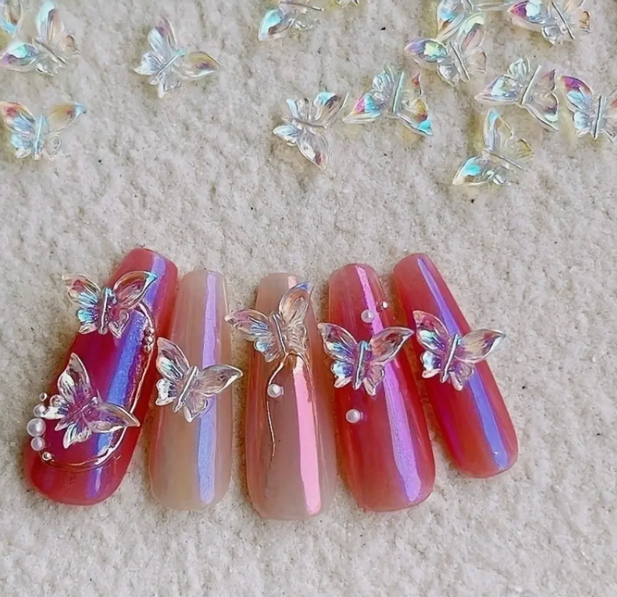 100 Pcs Aurora Butterfly Nail Charm