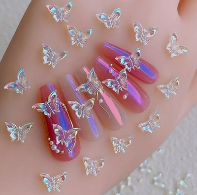 100 Pcs Aurora Butterfly Nail Charm