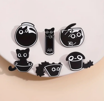 7 Pcs Black Cat Pins Set