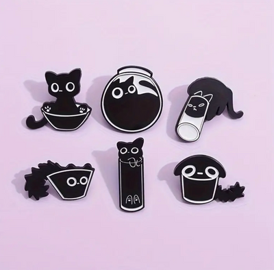 7 Pcs Black Cat Pins Set