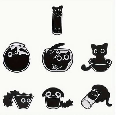 7 Pcs Black Cat Pins Set