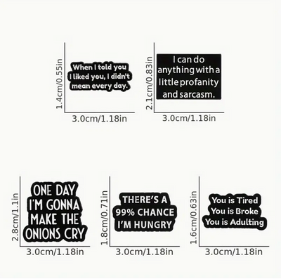 5 Pcs Phrase Pins Set