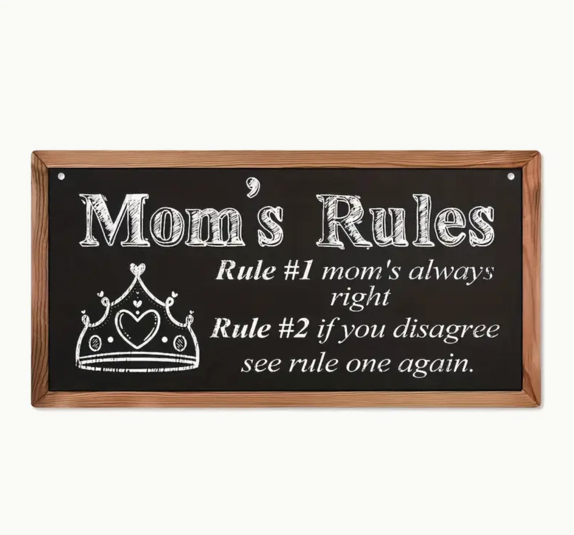 Mom's Rule Hanging Sign