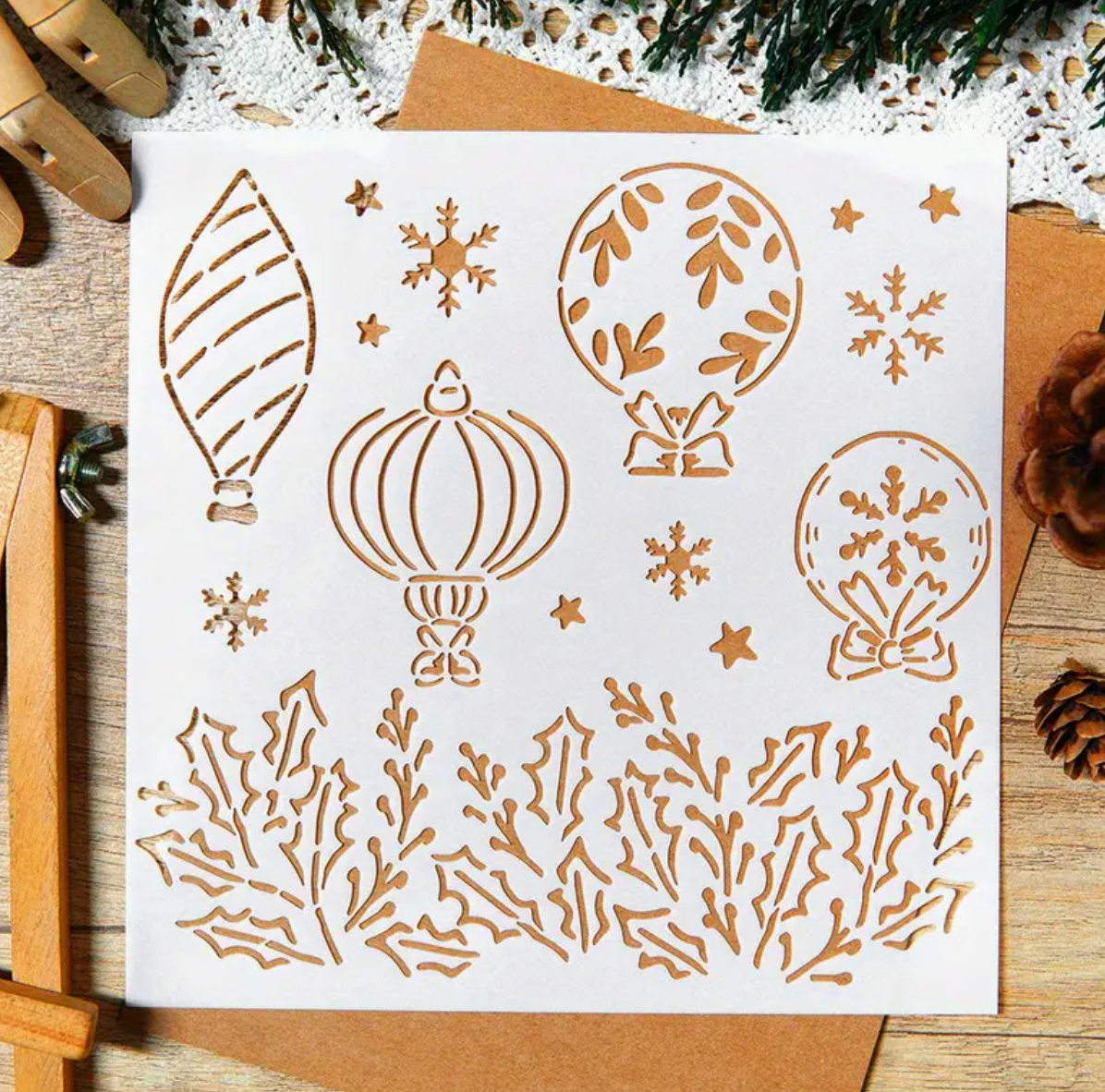 Christmas Hanging Ornaments Stencil
