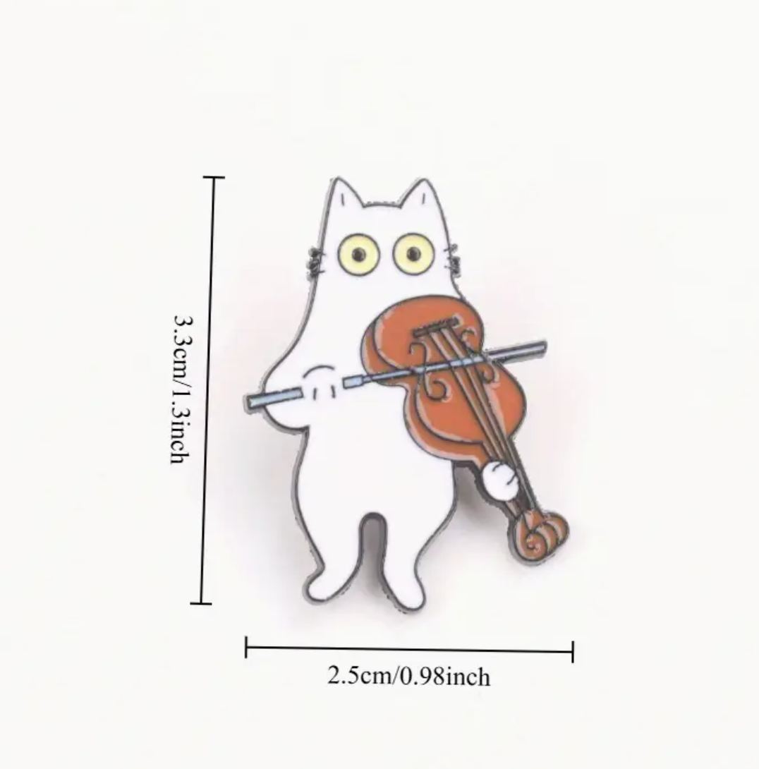 Cat Violinist Pin