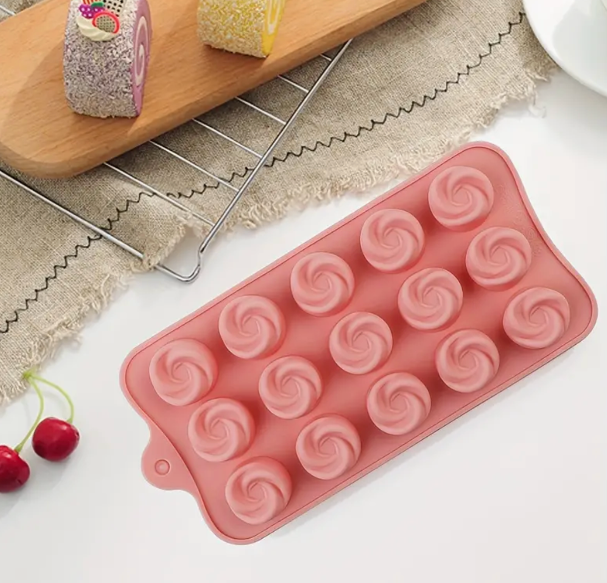 Swirl Rose Silicone Chocolate Mould